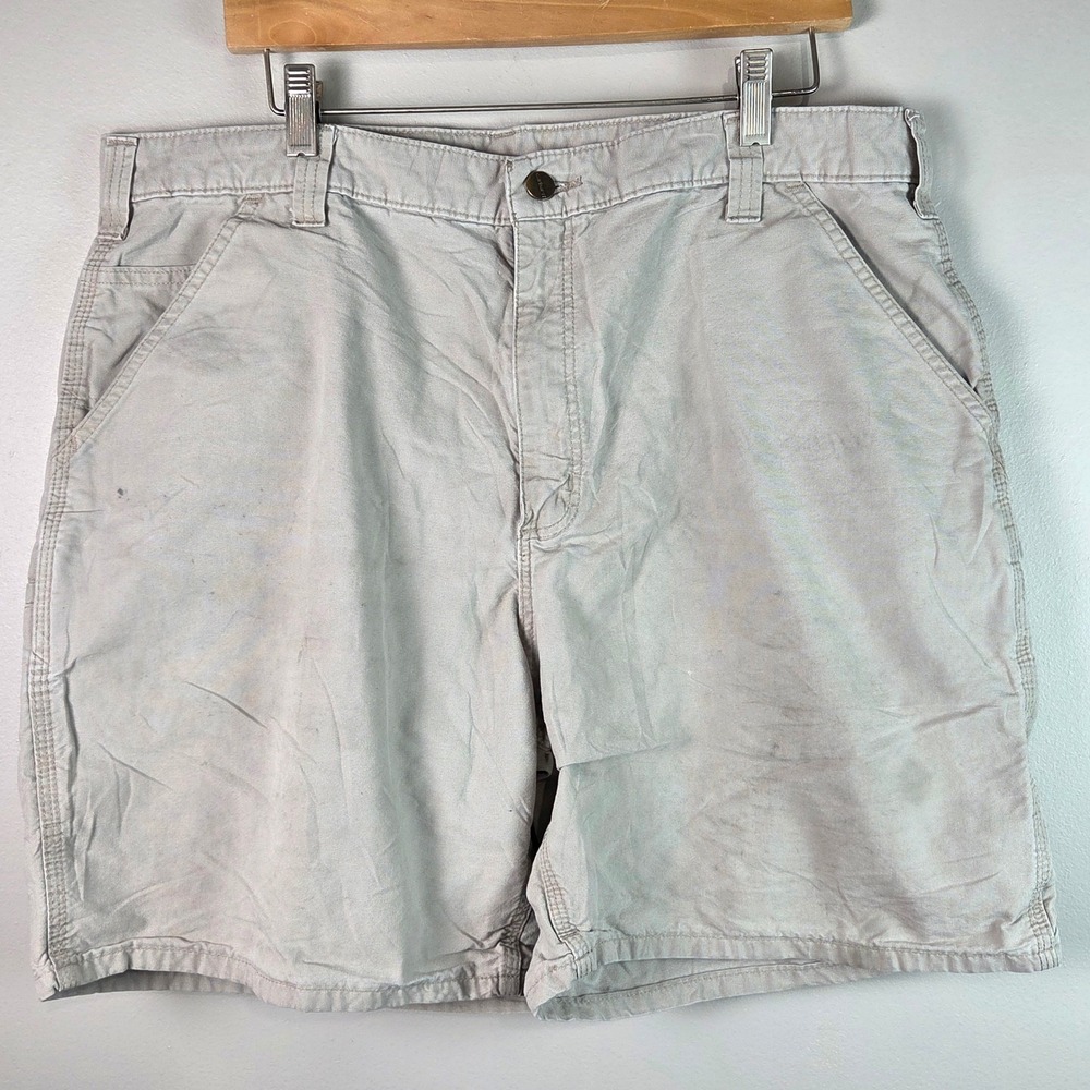Carhartt Carpenter Shorts Mens 40 Fits 36 Canvas Utility Workwear B144 Stains